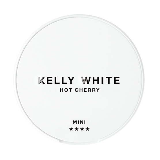 Round container with 'Kelly White Hot Cherry' text on a white background