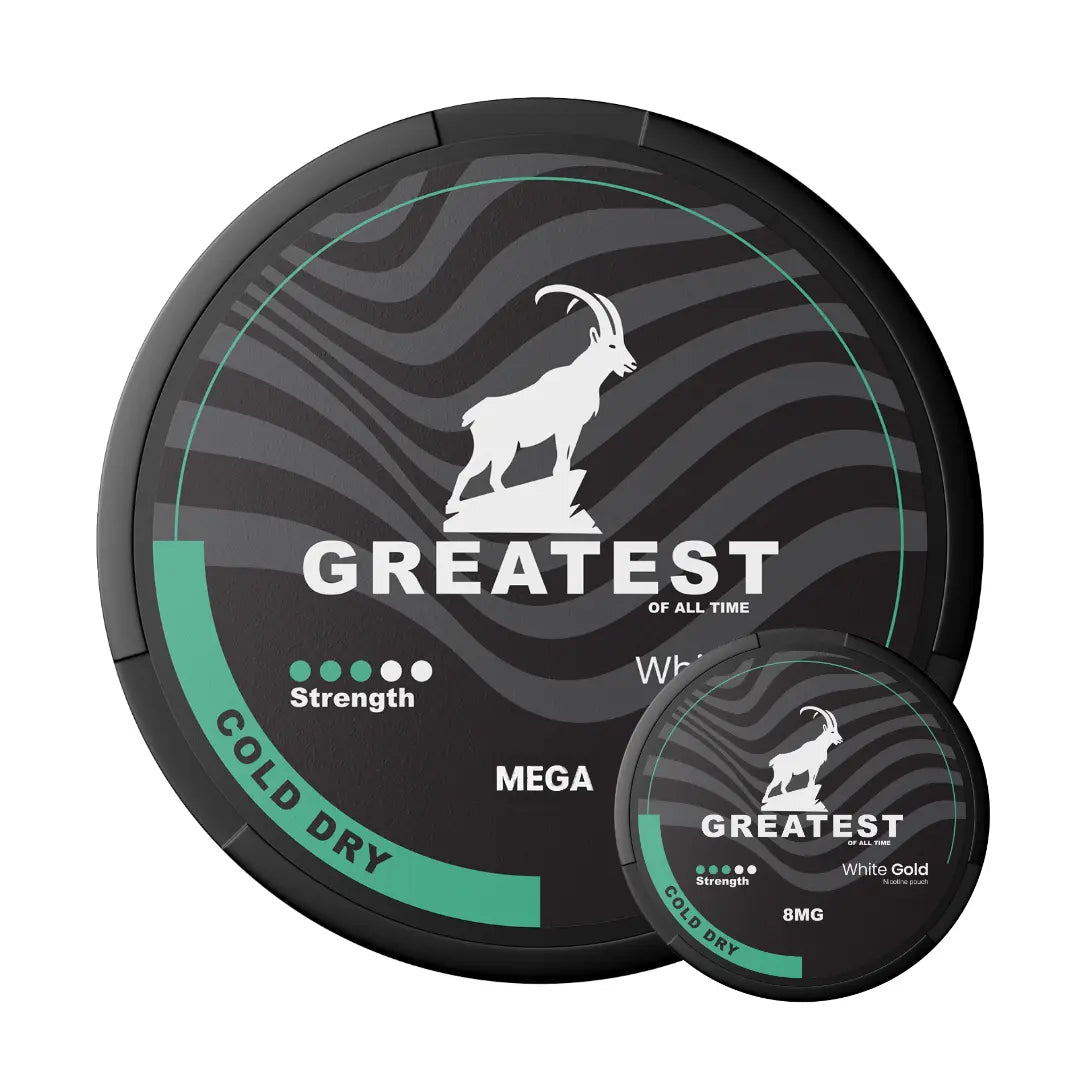 Greatest tobacco product packaging with branding and product details on a white background