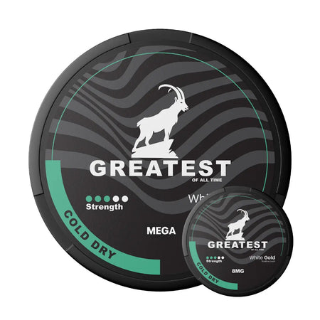 Greatest tobacco product packaging with branding and product details on a white background